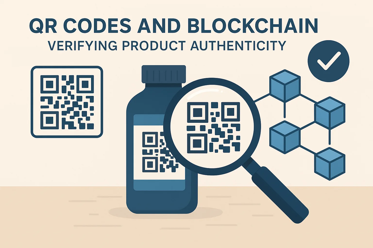 Blockchain QR code verifying product authenticity and preventing counterfeits