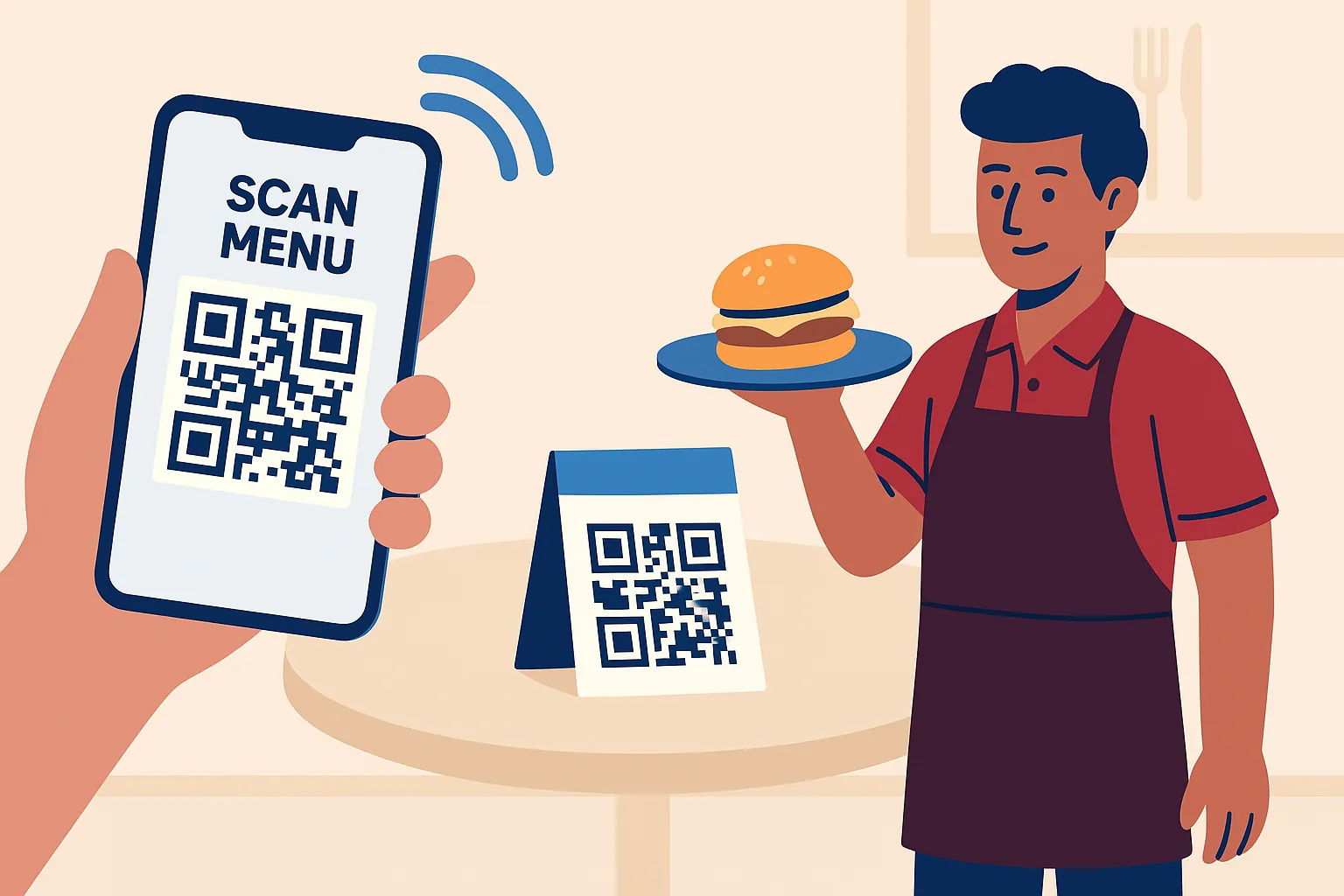 Woman in a store scanning a QR code labeled “Special Offer” on a large smartphone, illustrating how QR codes are used in retail to increase sales and customer loyalty.